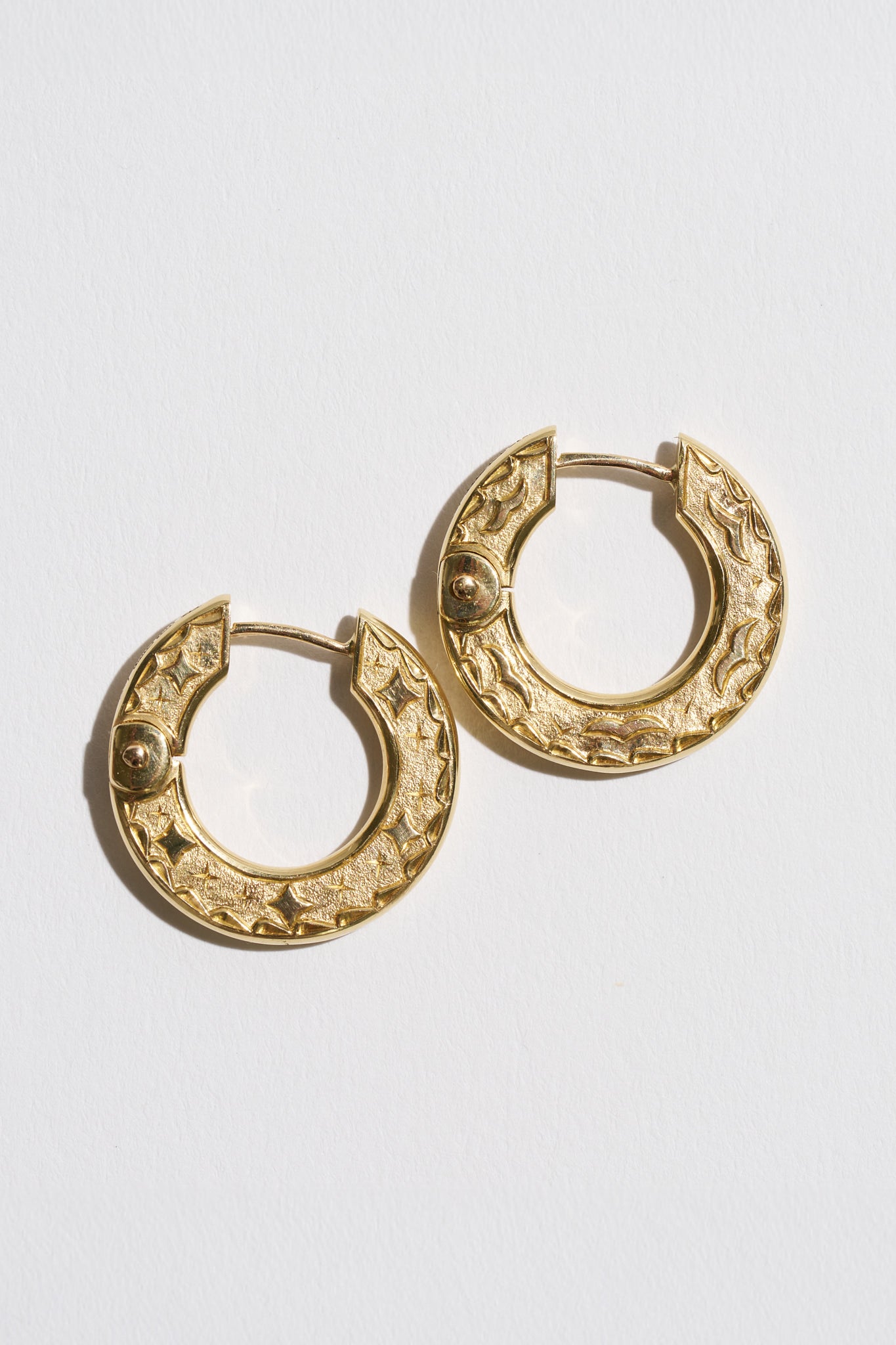 Hag Stone Earrings, Yellow Gold