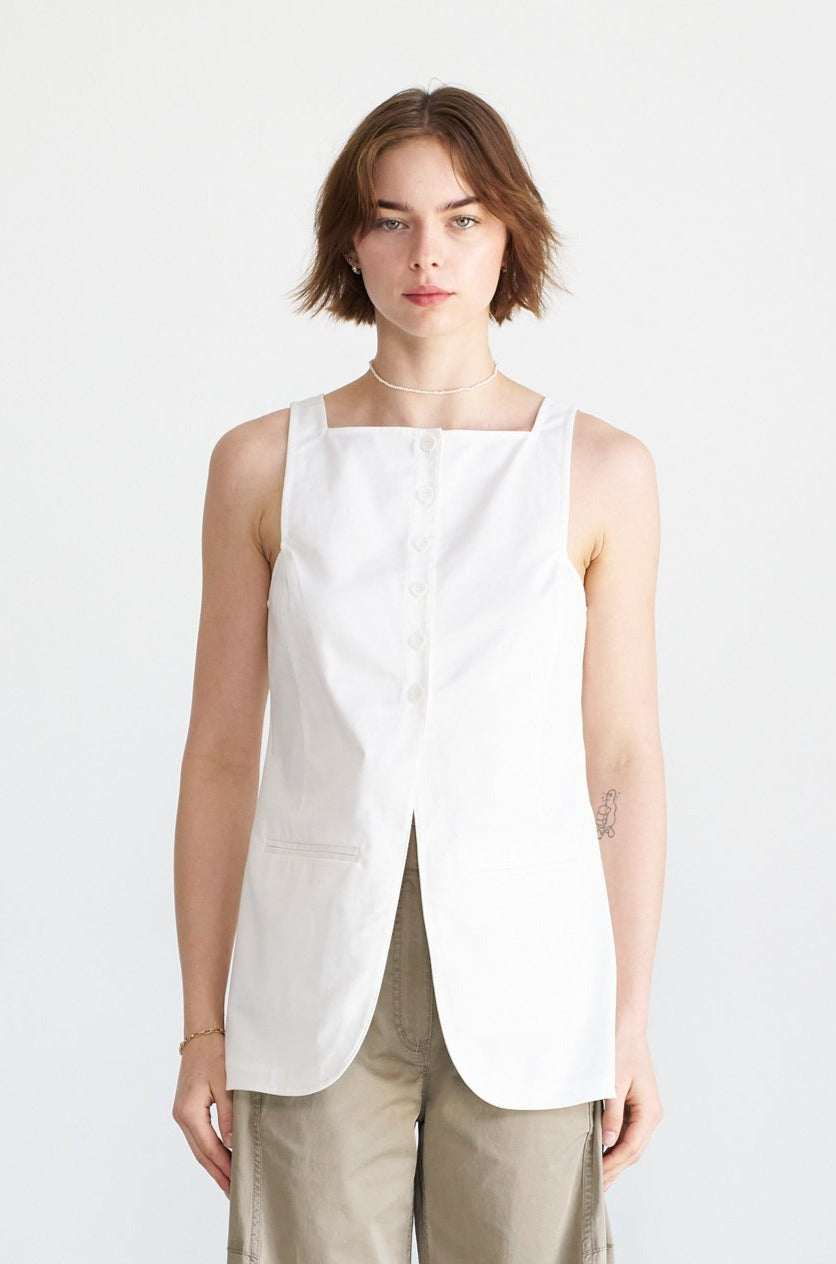 TIBI - Chino Slit Front Tunic, White