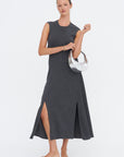 Clara Knit Flared Dress, Mid Grey Melange