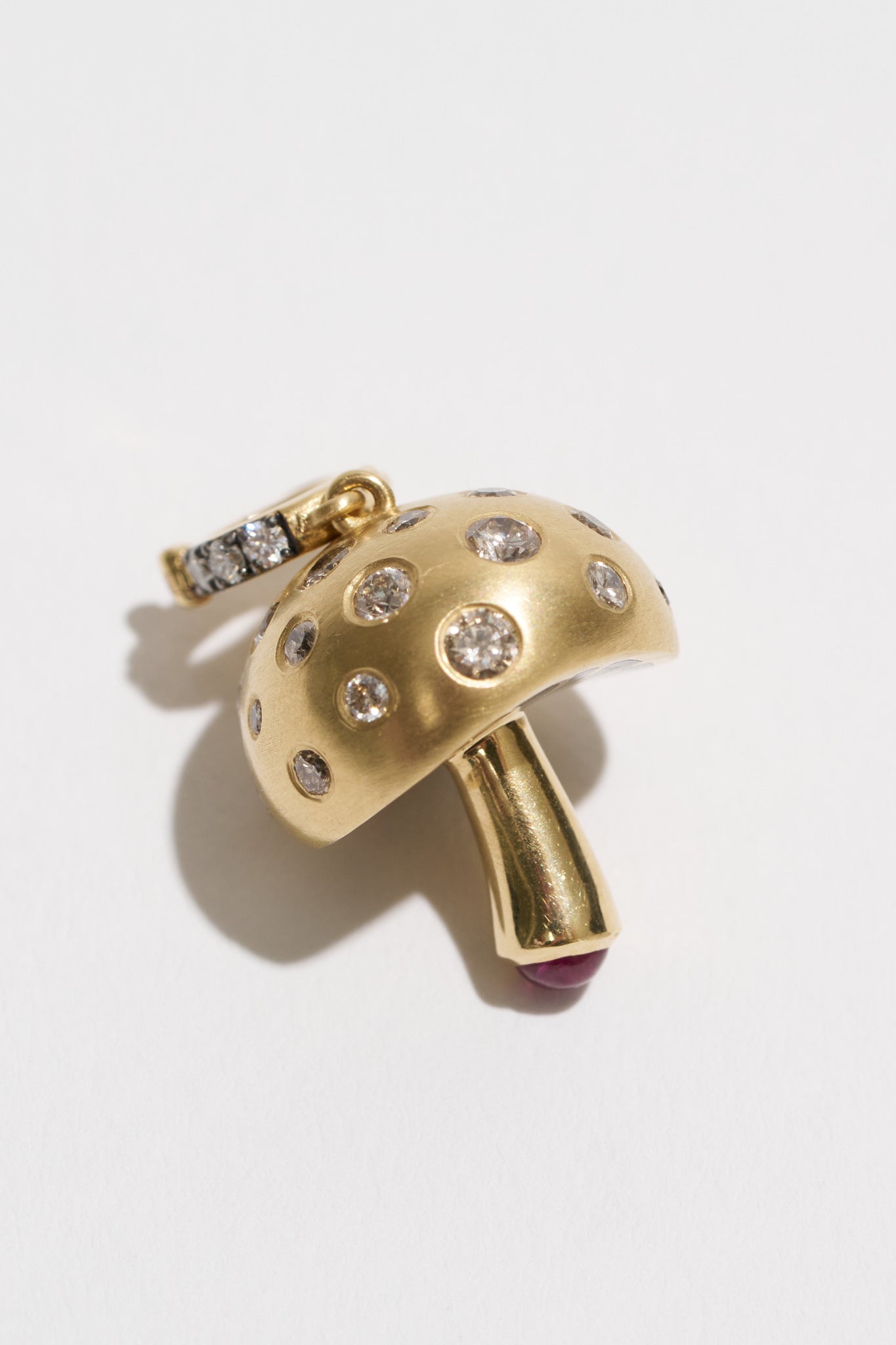 Scattered Diamonds Mushroom Pendant, Yellow Gold
