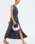 Clara Knit Flared Dress, Mid Grey Melange