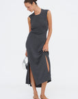 Clara Knit Flared Dress, Mid Grey Melange