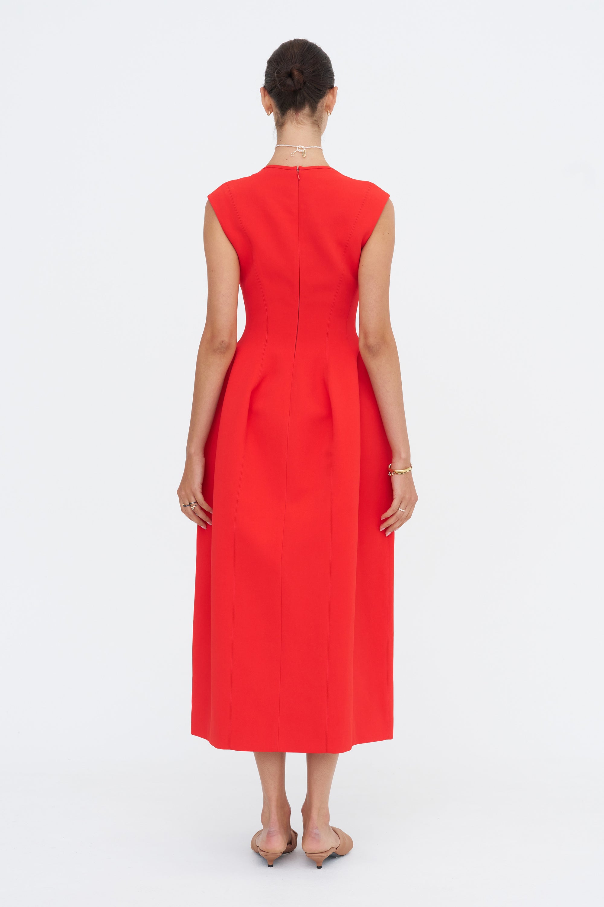 Leah Moulded Dress, Vermillion
