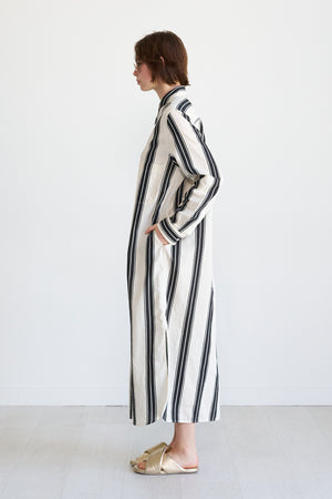 TOTEME - Jaquard Striped Tunic Dress, Black and White