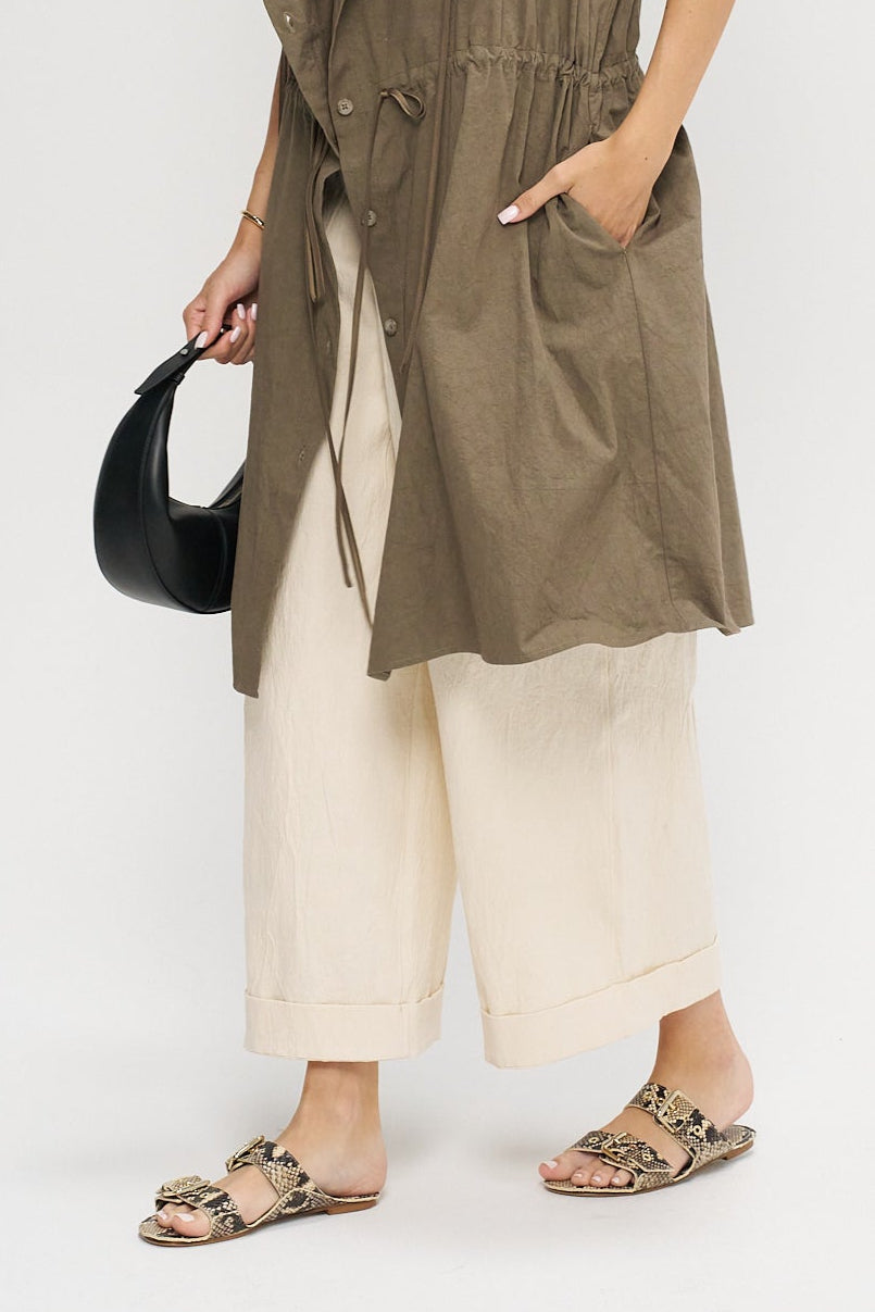 The Double Buckle Slide, Taupe
