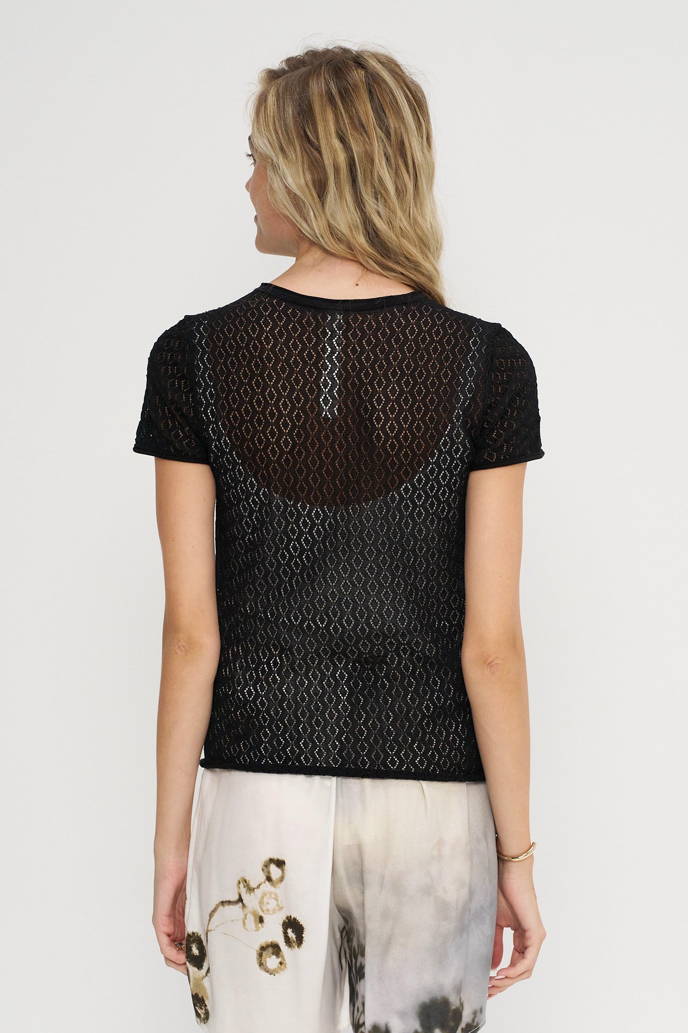 Pointelle Baby Tee, Black