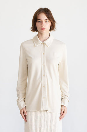 TOTEME - Jersey Button Shirt, Ecru