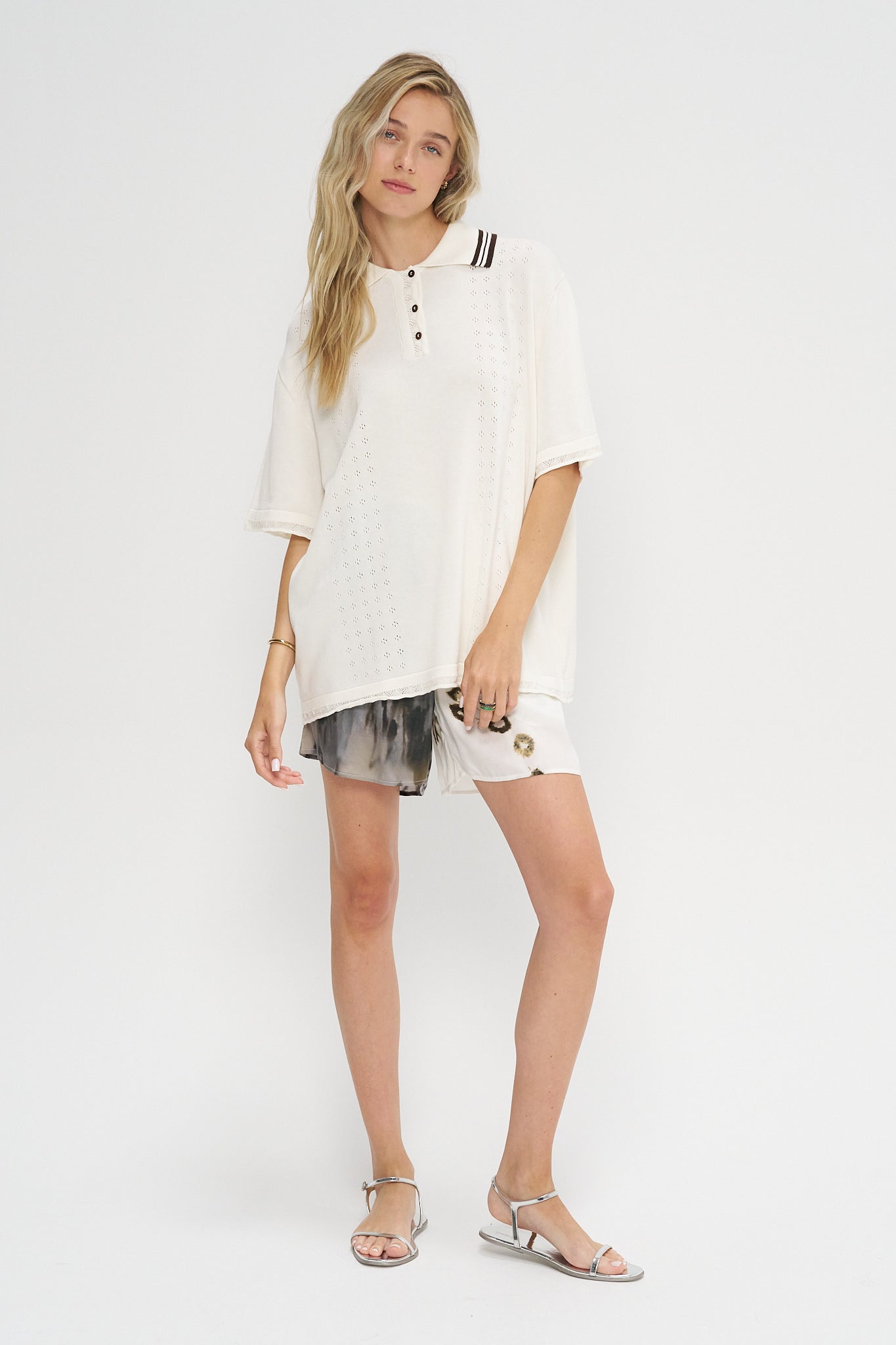 Organic Cotton Pointelle Polo, Natural