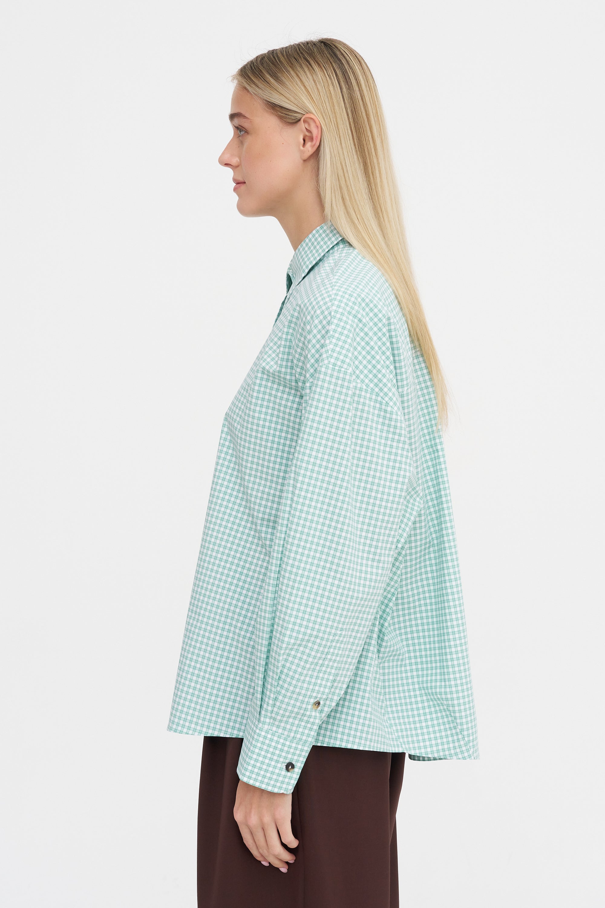 Oversized Shirt Vichy, Green &amp; White