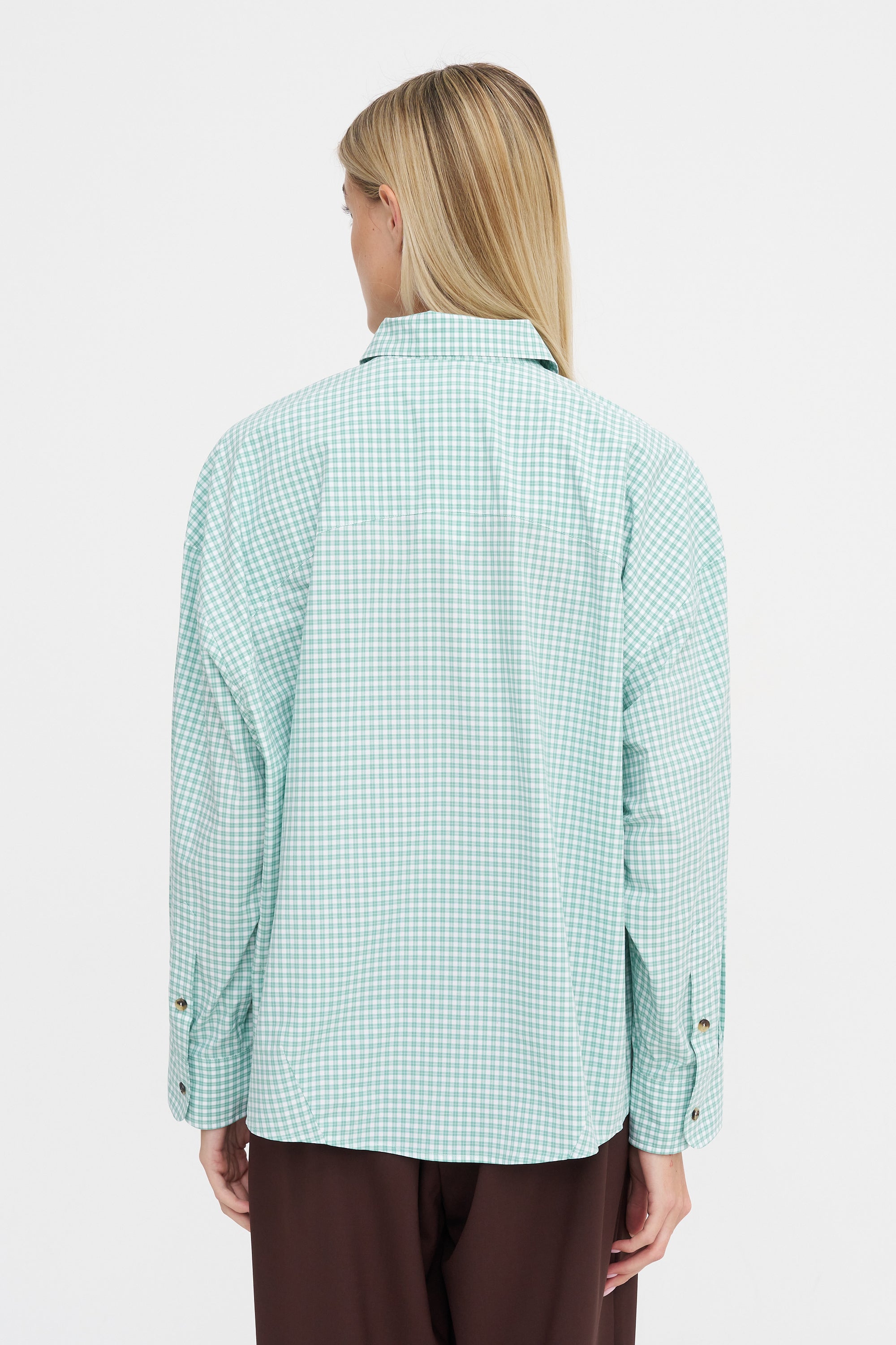 Oversized Shirt Vichy, Green &amp; White
