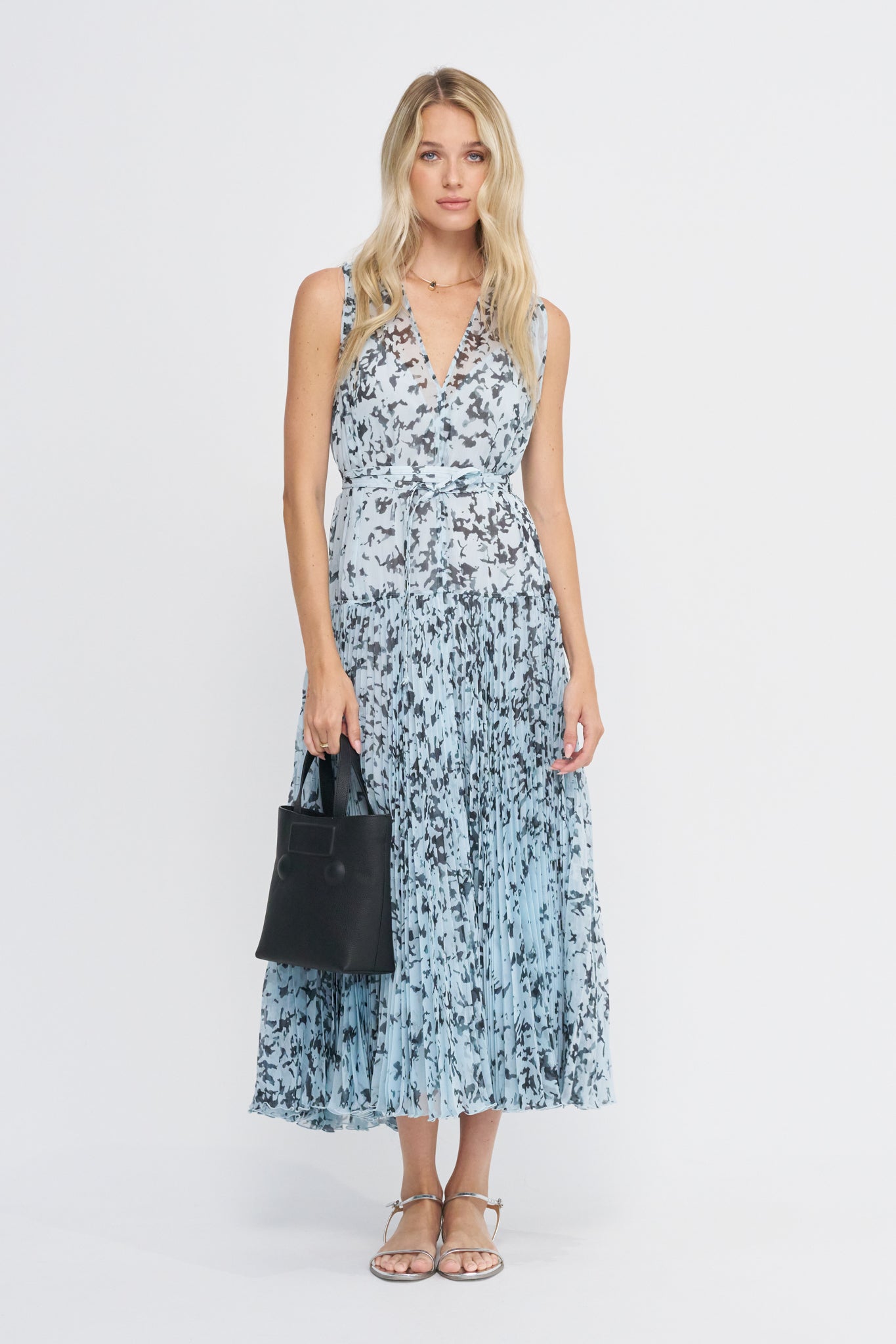 Pat Dress, Sky Blue Multi