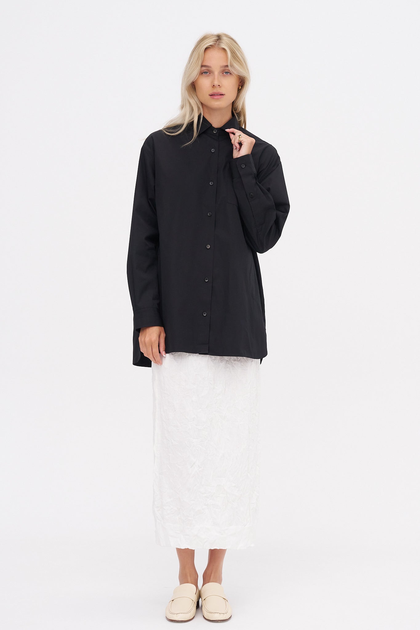 A-Line Tunic Shirt, Black
