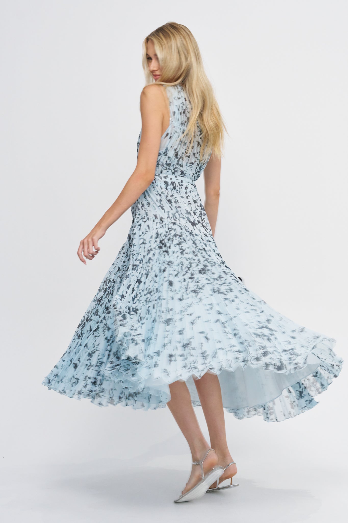 Pat Dress, Sky Blue Multi