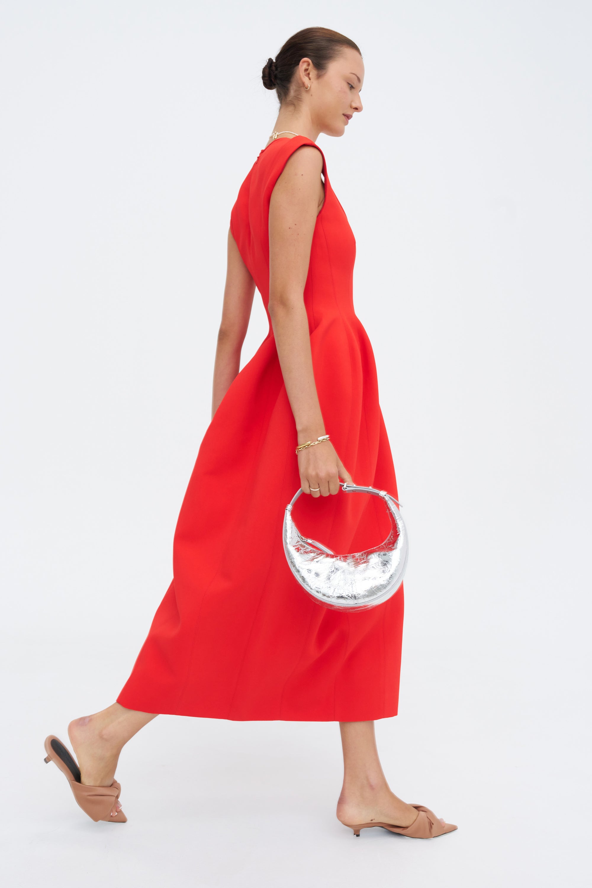 Leah Moulded Dress, Vermillion