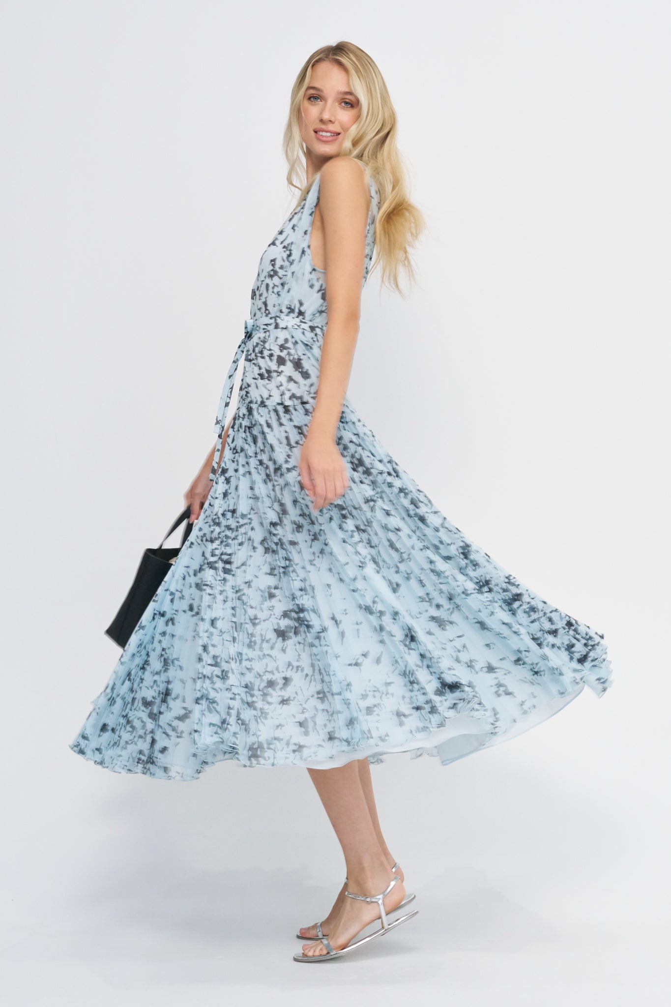 Pat Dress, Sky Blue Multi