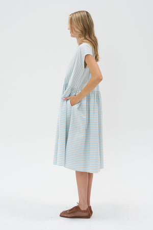 APUNTOB - Striped Short Sleeve Dress, Sky