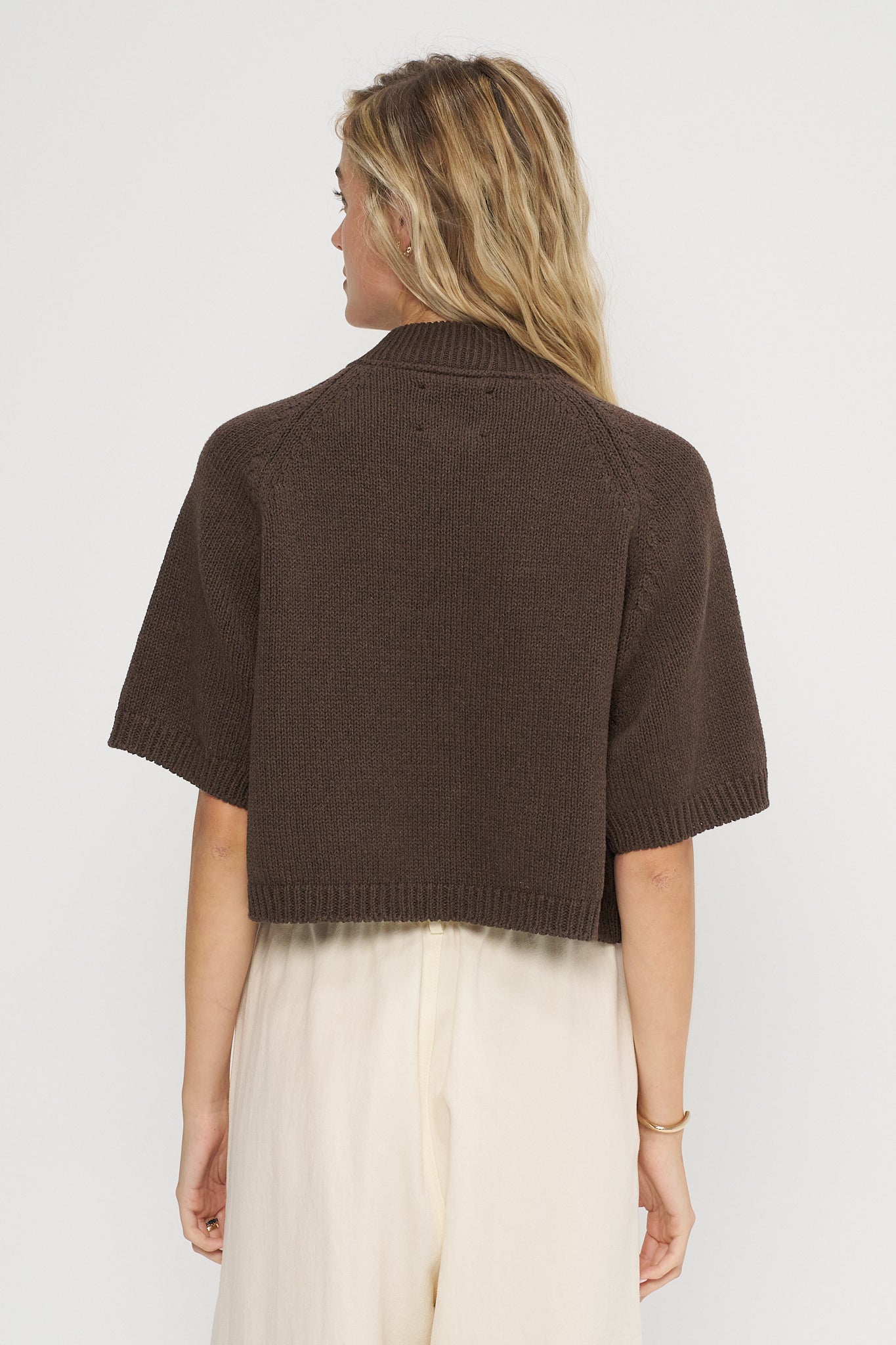 Cotton Stitched Top, Brown