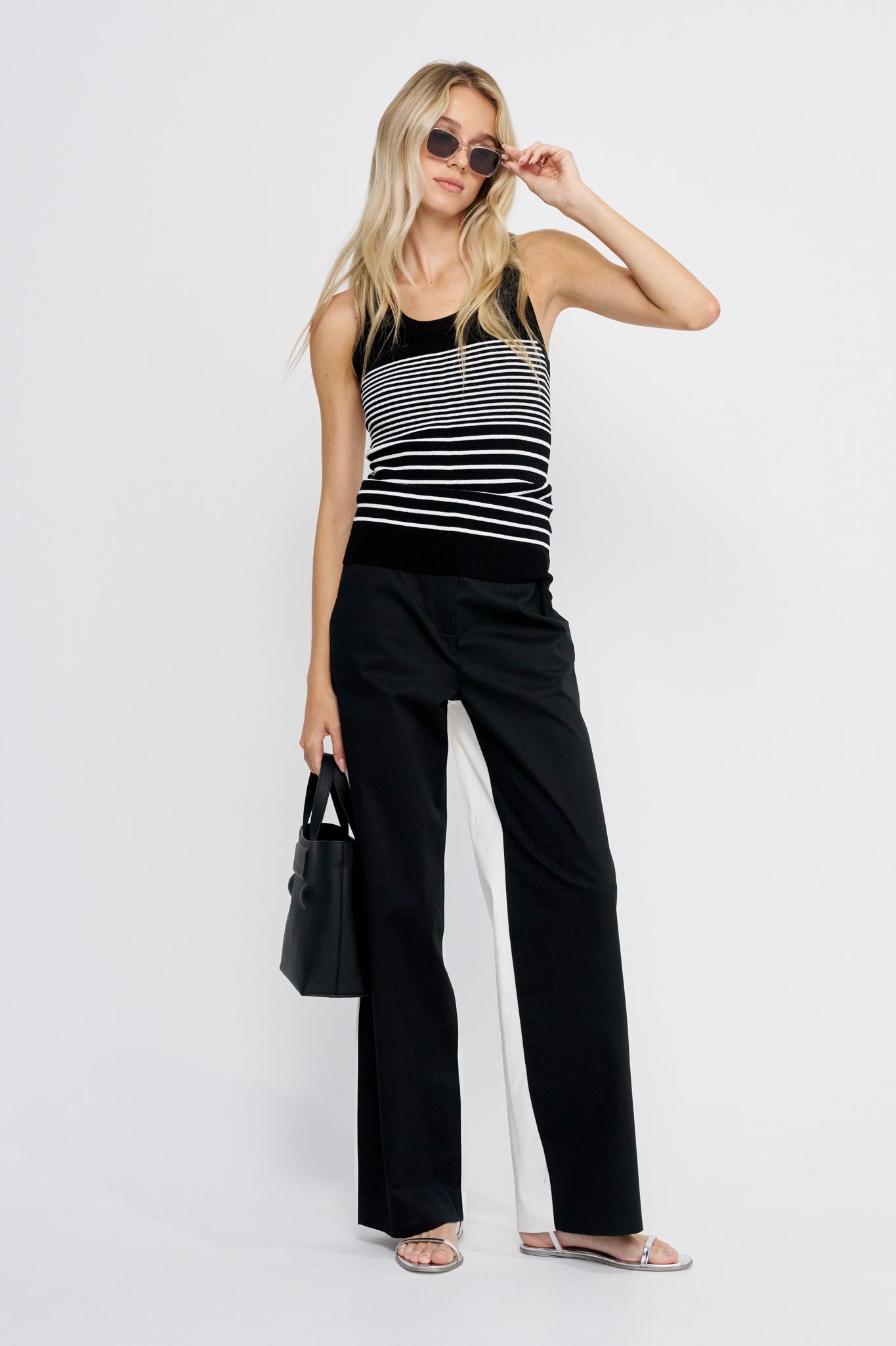 【Proenza Schouler】リネンブレンドワイドレッグパンツ Proenza Schouler White Label Magnus Pant in Satin - Enoki
