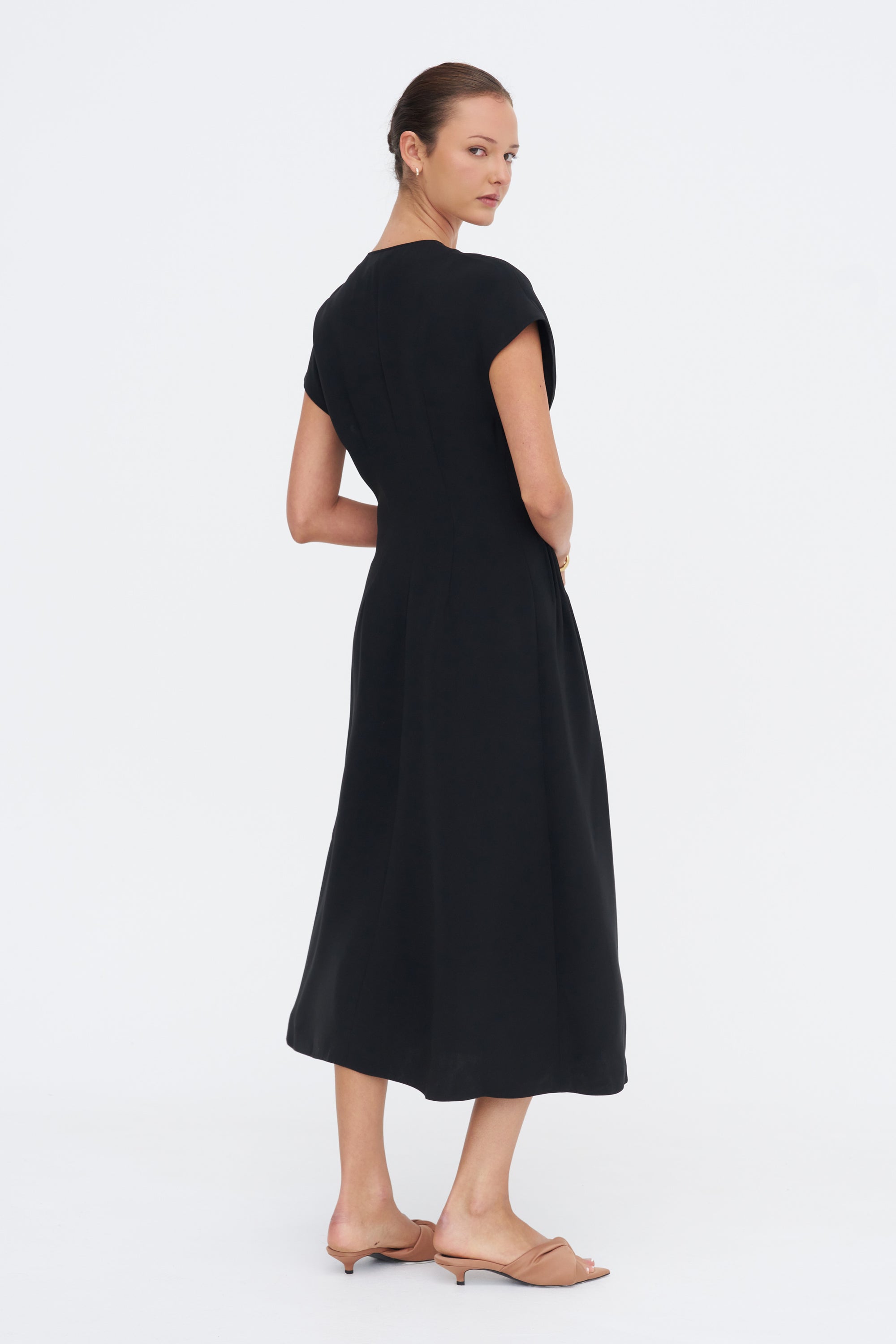 Arlo Pin Tucked Dress, Black