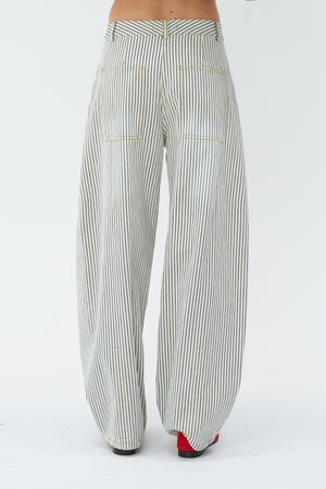 TIBI - Sid Jean Stone Washed Stripe Pant, Navy Multi
