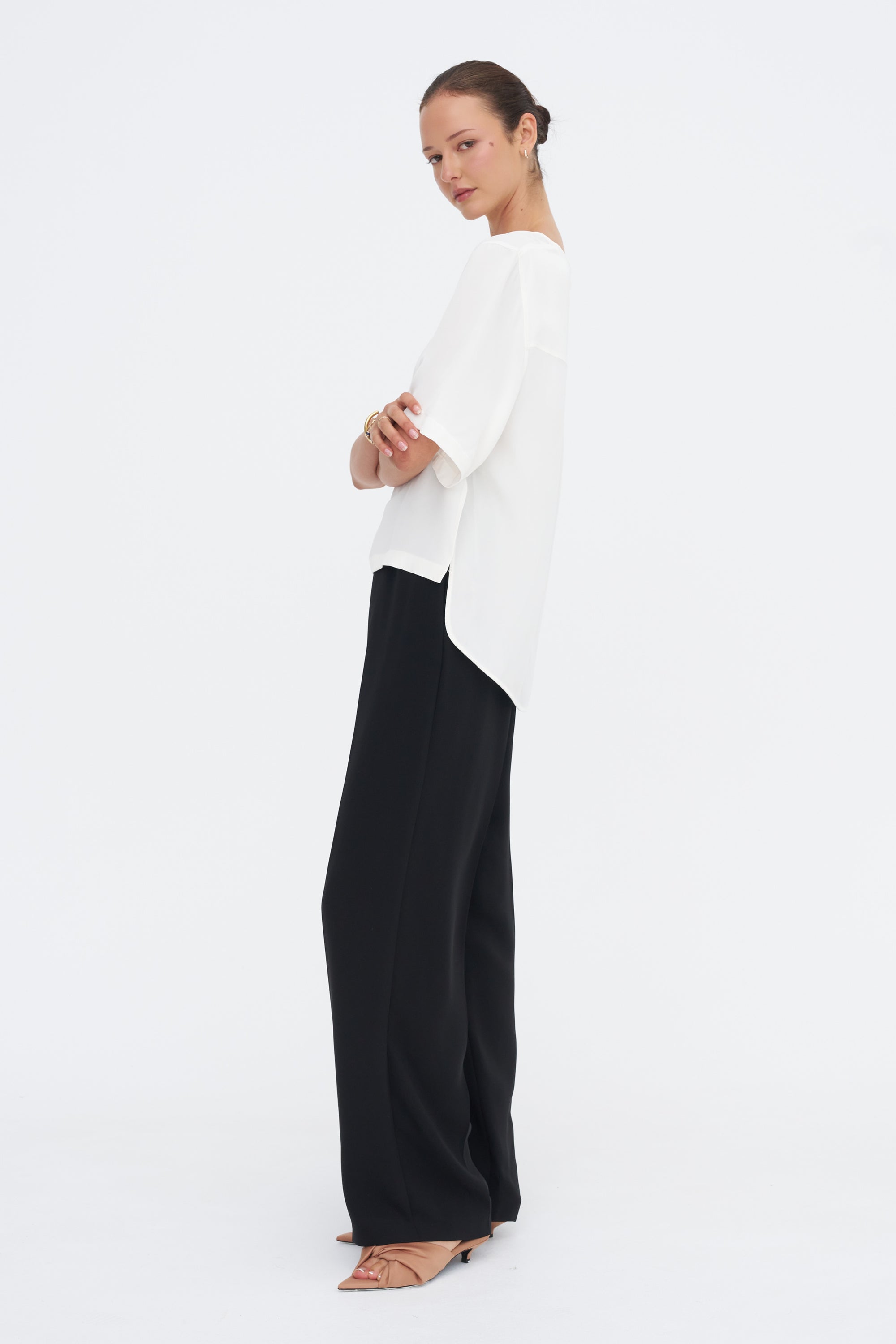 India Silk Boxy T-Shirt, Off White