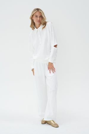 TIBI - Polo Sweatshirt, White