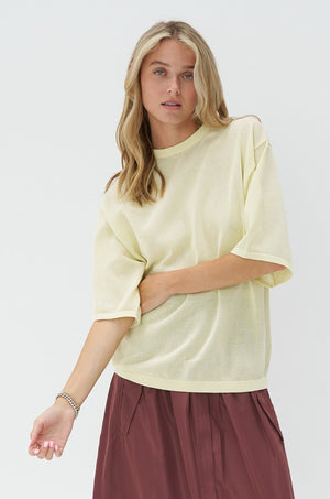 TIBI - Crispy Sweater Oversized Easy T-Shirt, Butter