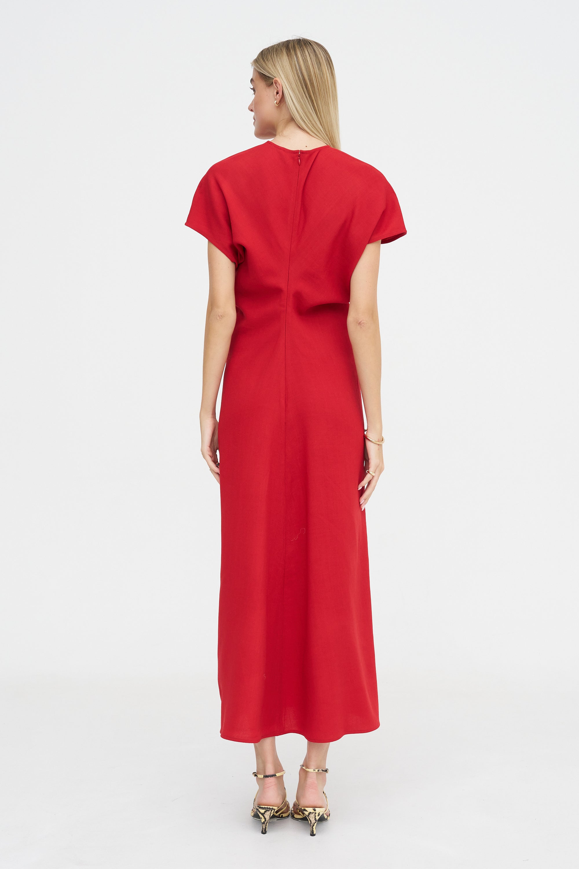 Slouch Waist Wool Dress, Poppy