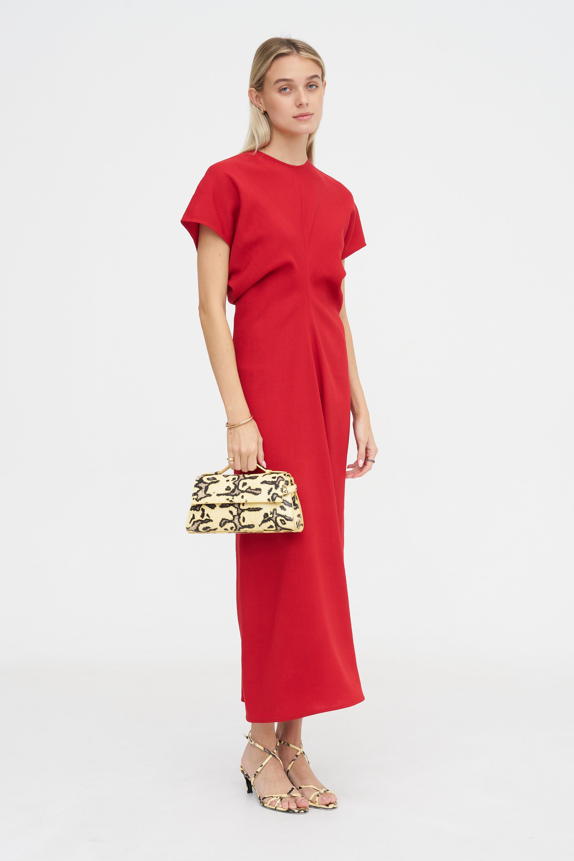 Slouch Waist Wool Dress, Poppy