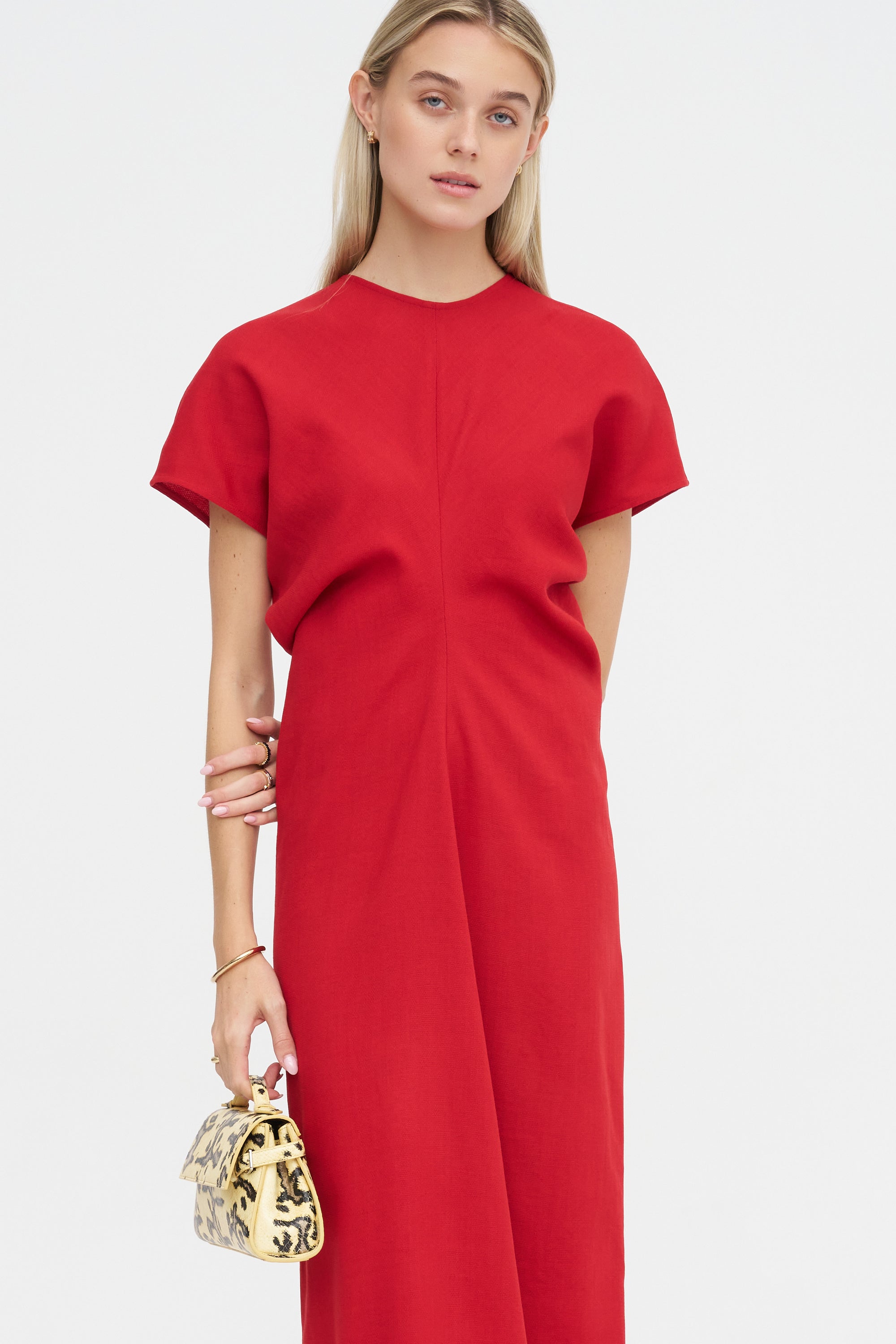 Slouch Waist Wool Dress, Poppy
