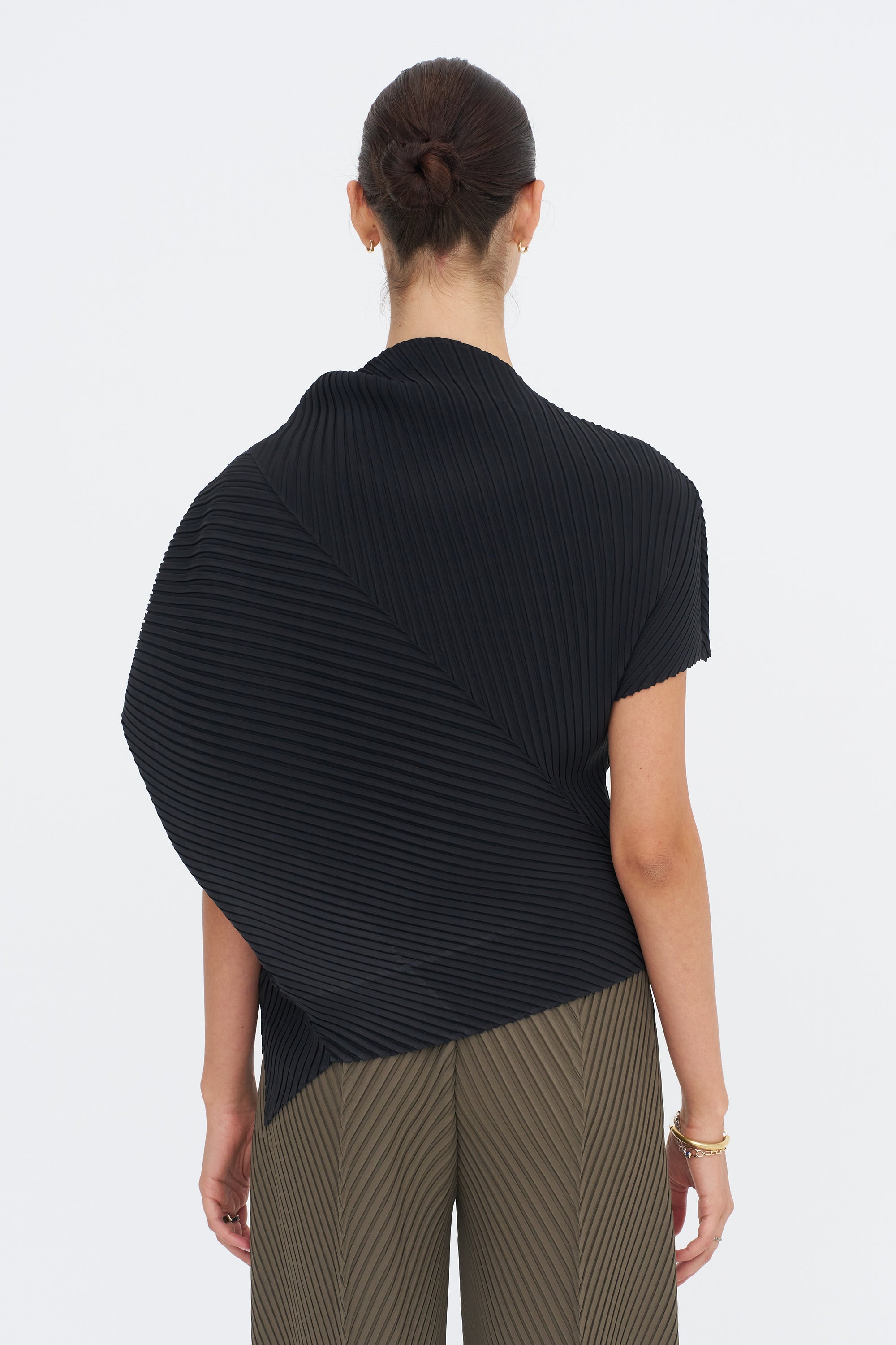 Soft Fold Pleats Top, Black
