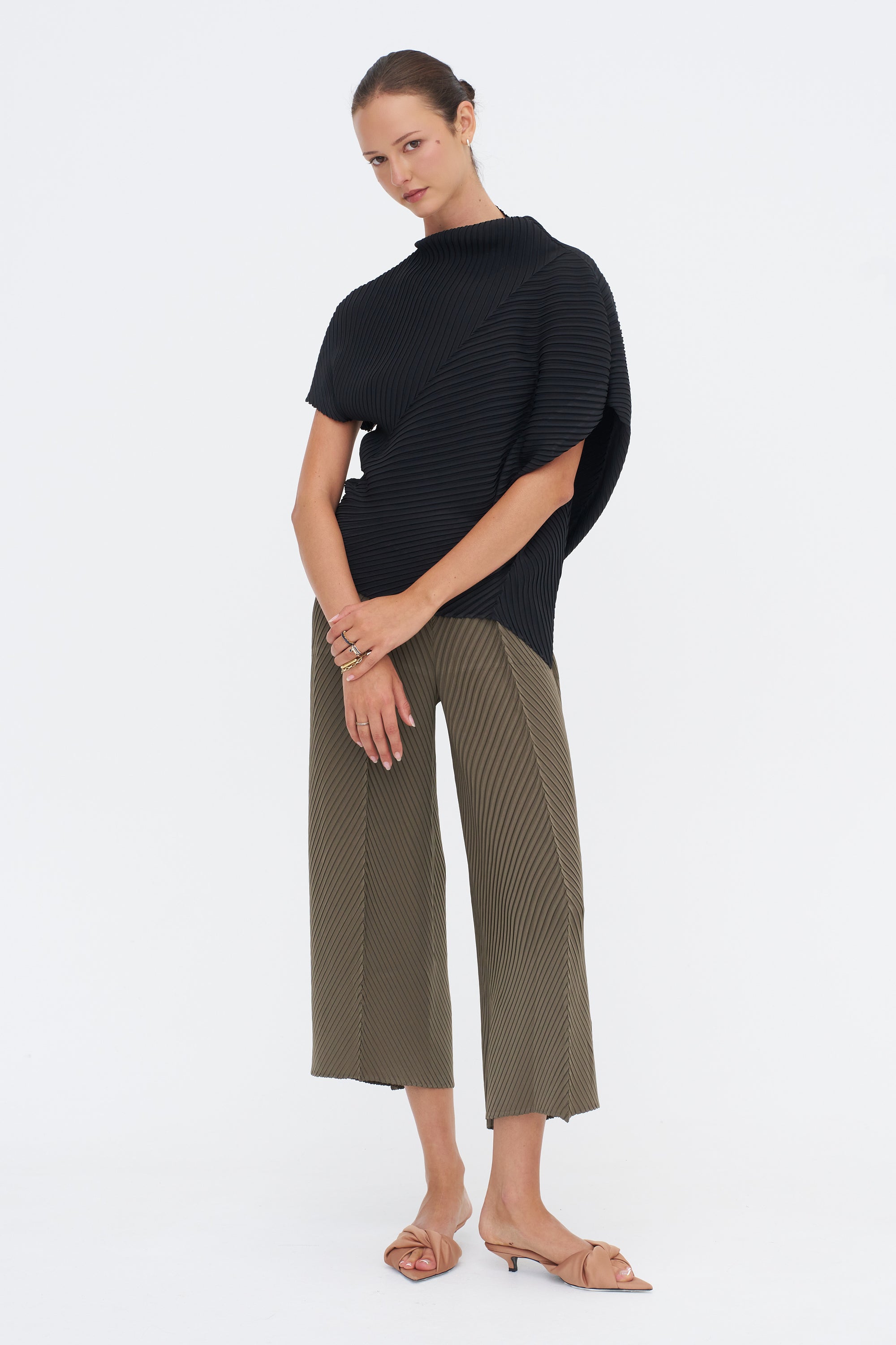 Soft Fold Pleats Top, Black