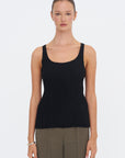 Hatching Pleats Top, Black