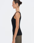 Hatching Pleats Top, Black