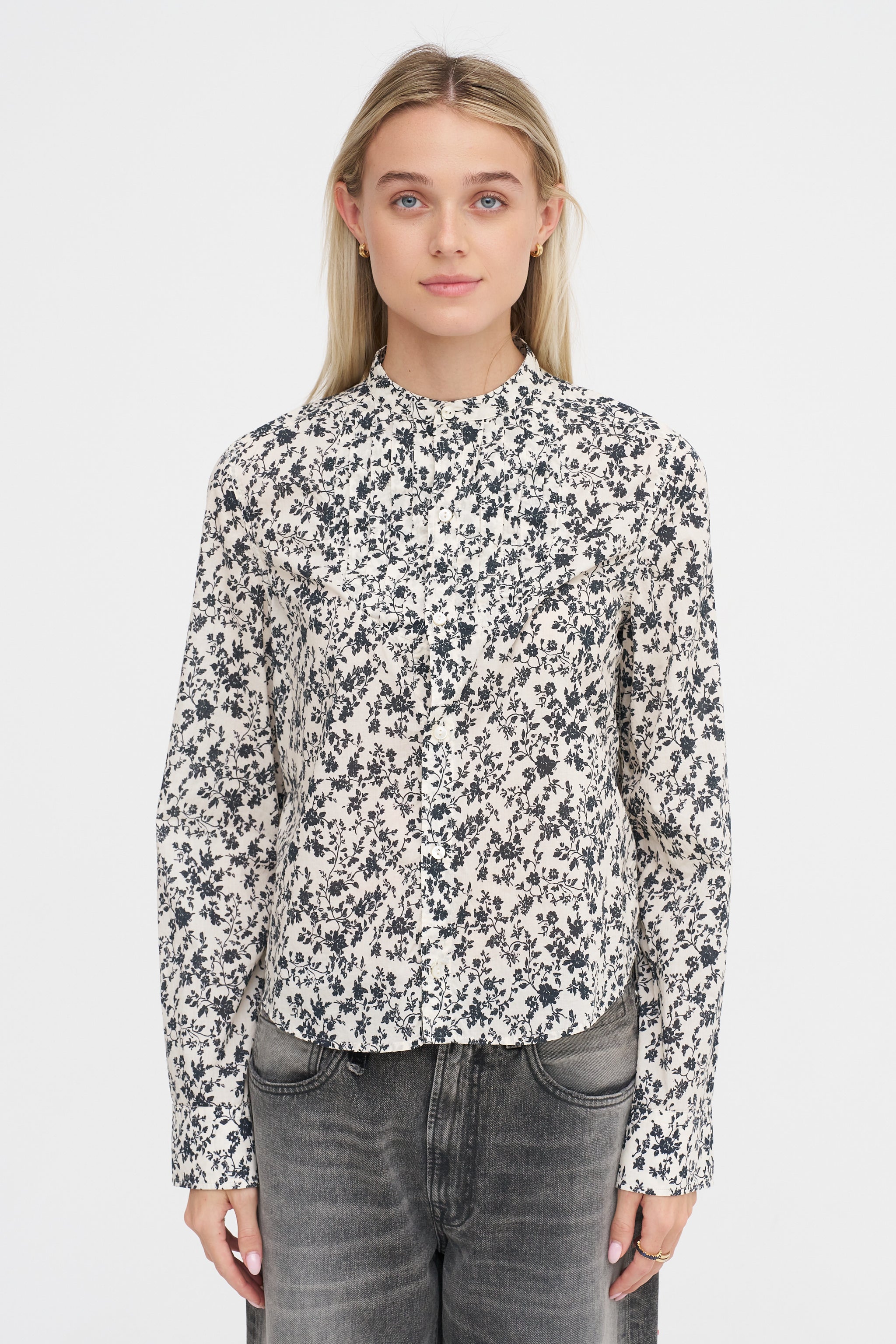 R13 Pleated Tuxedo Front Shirt, Black Floral – Kick Pleat