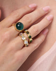 Vic Single Ring - Thin Band, Green Tourmaline