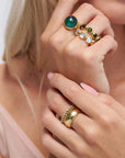Vic Single Ring - Thin Band, Green Tourmaline
