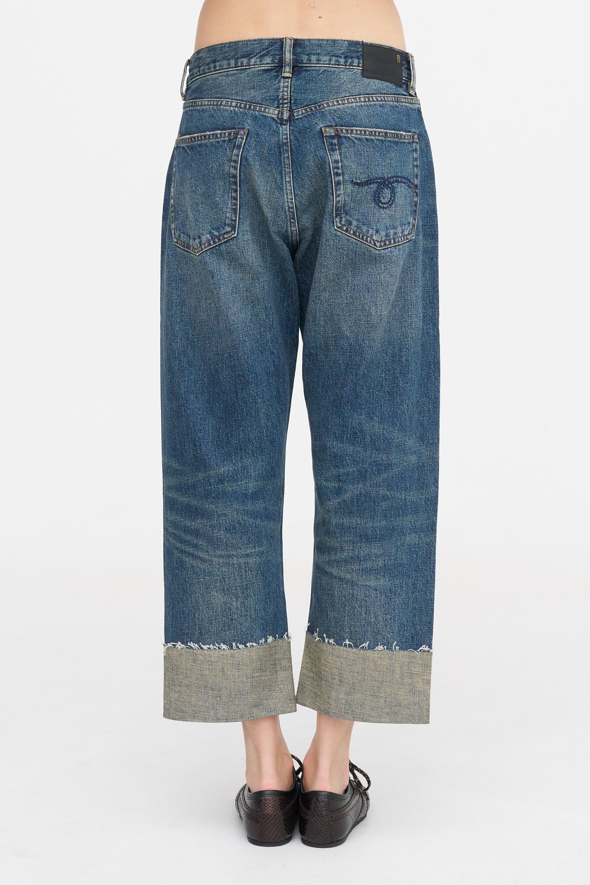 R13 Cuffed X-BF Jean, Renegade Blue – Kick Pleat