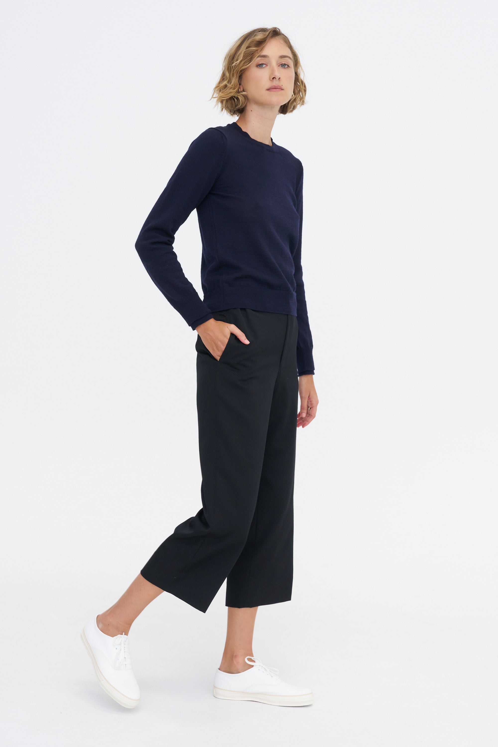 Double-Sleeve Sweater, Navy