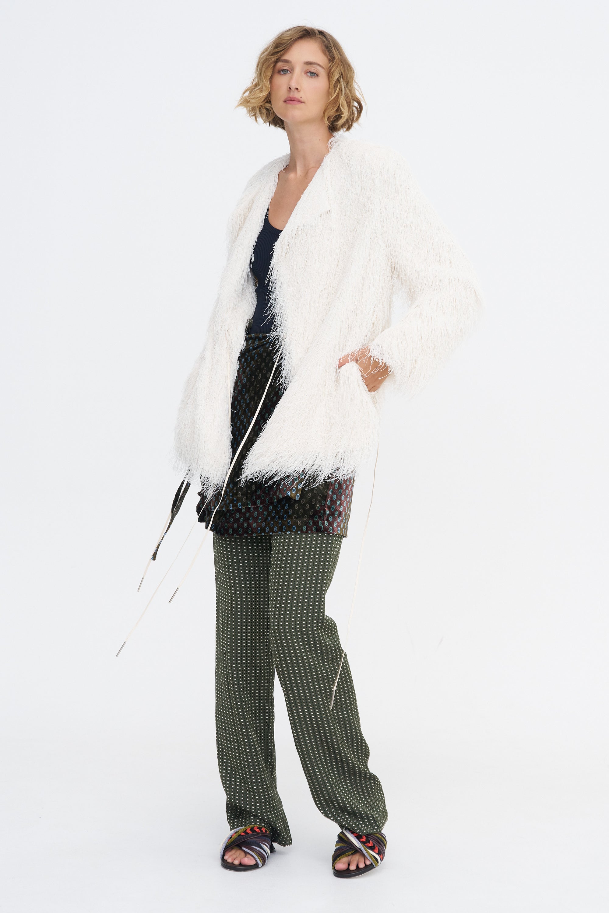 Brush Fringe Jacket, White