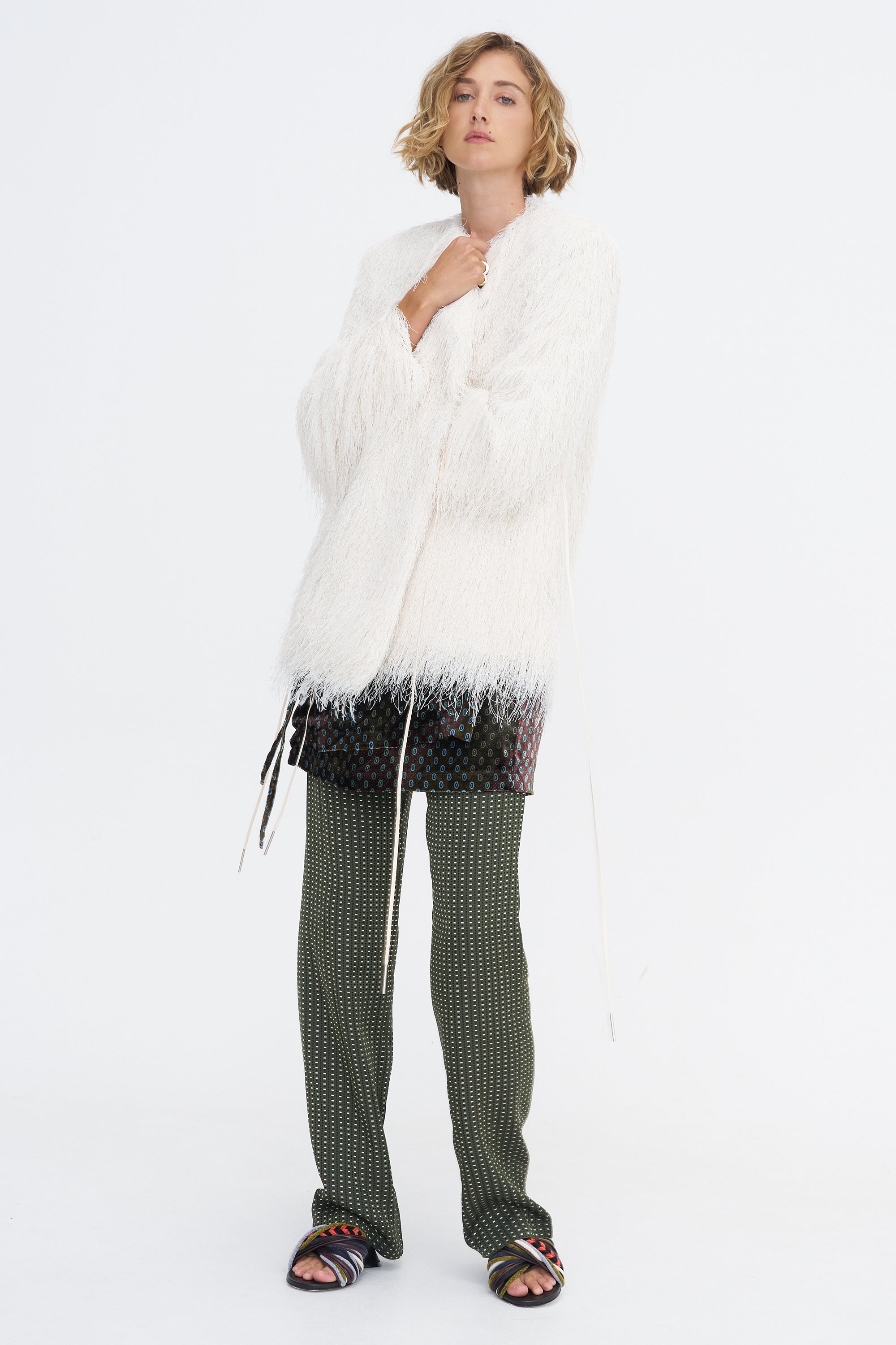 Brush Fringe Jacket, White