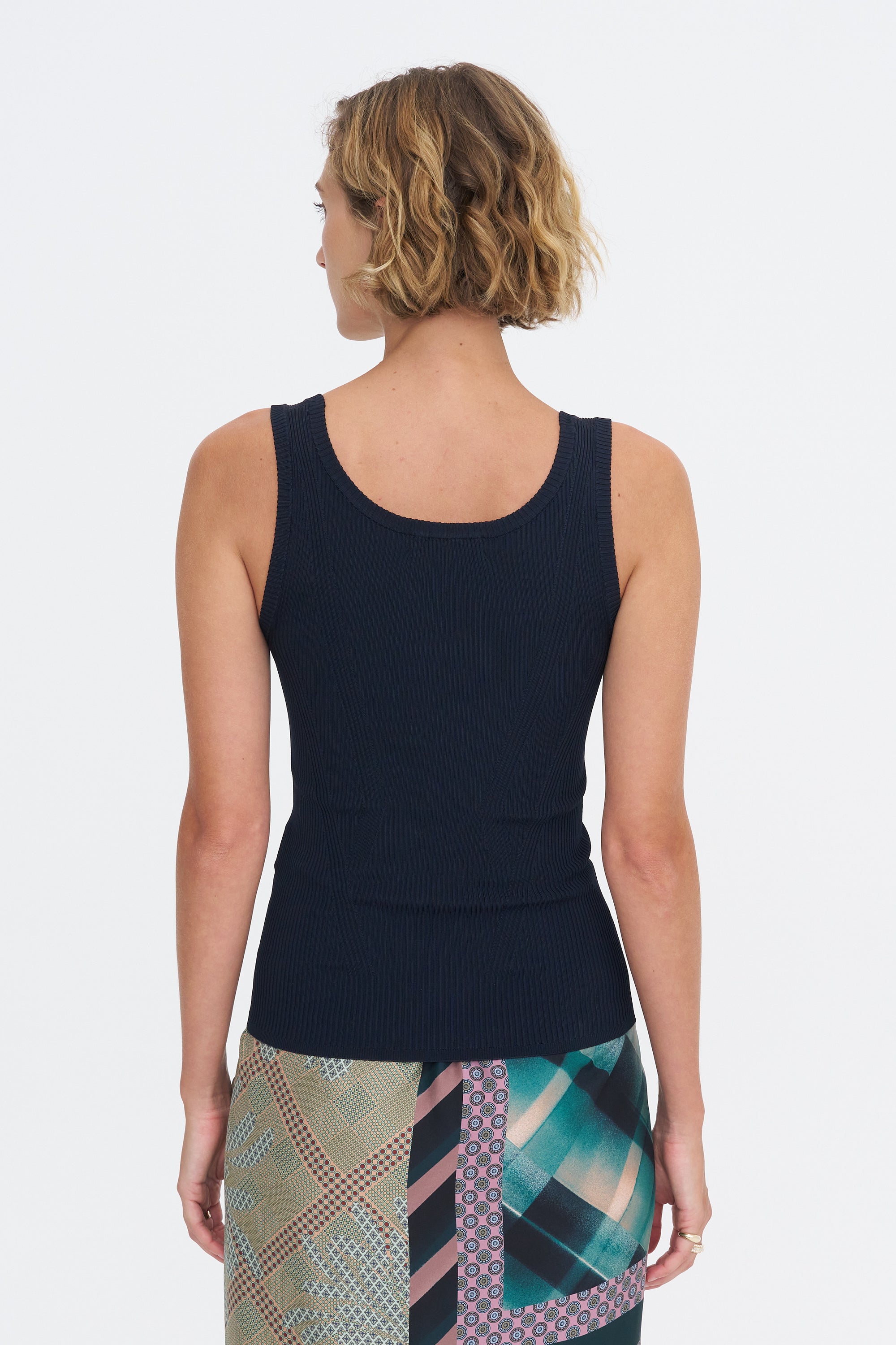 Ribbed Tank Top, Navy