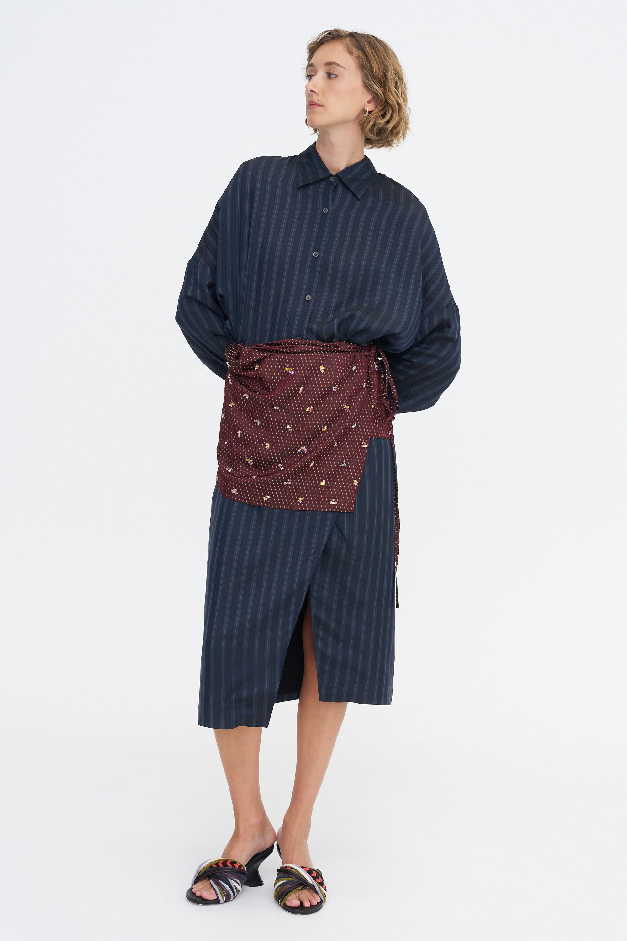 Embellished Wrap Skirt, Burgundy