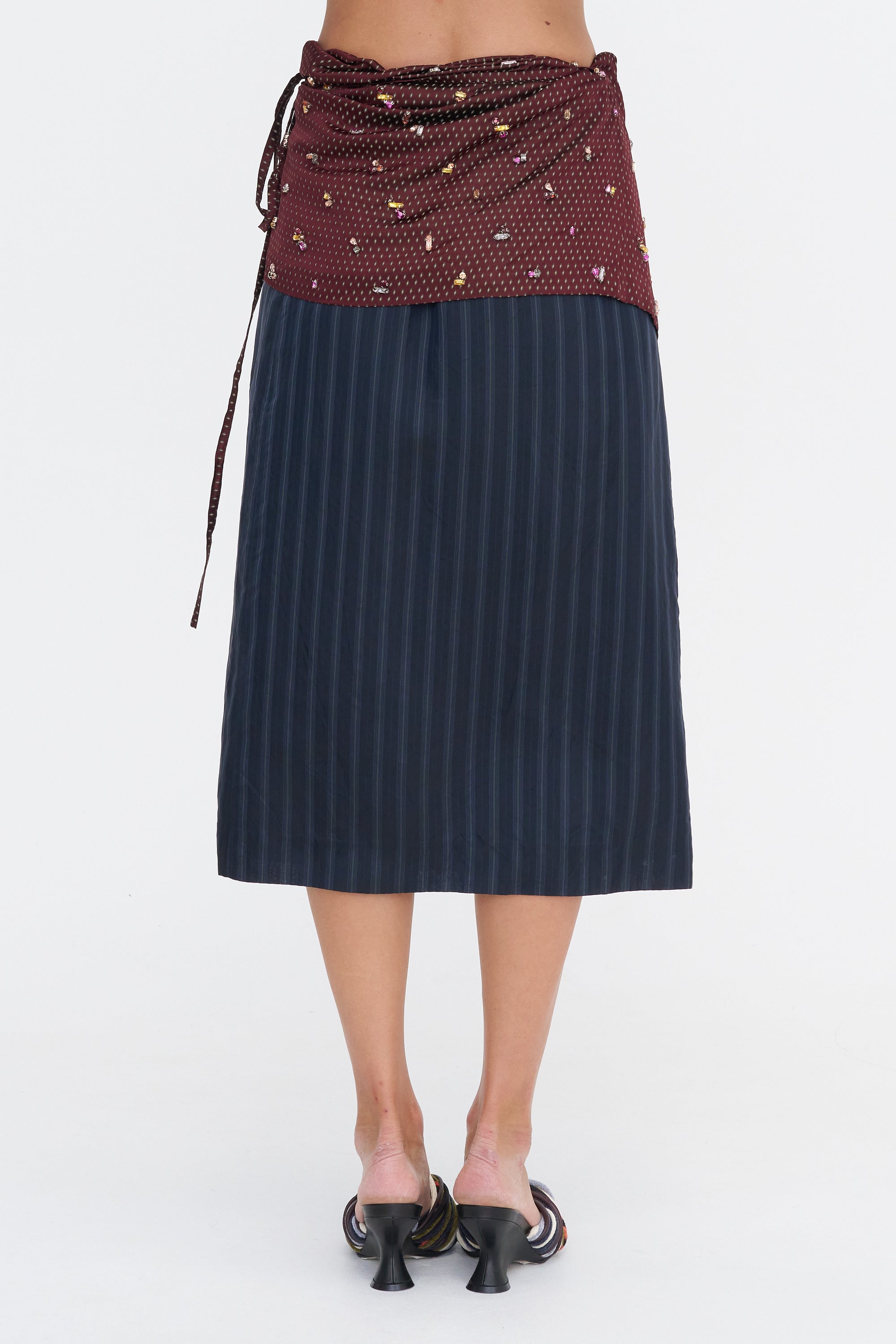 Embellished Wrap Skirt, Burgundy
