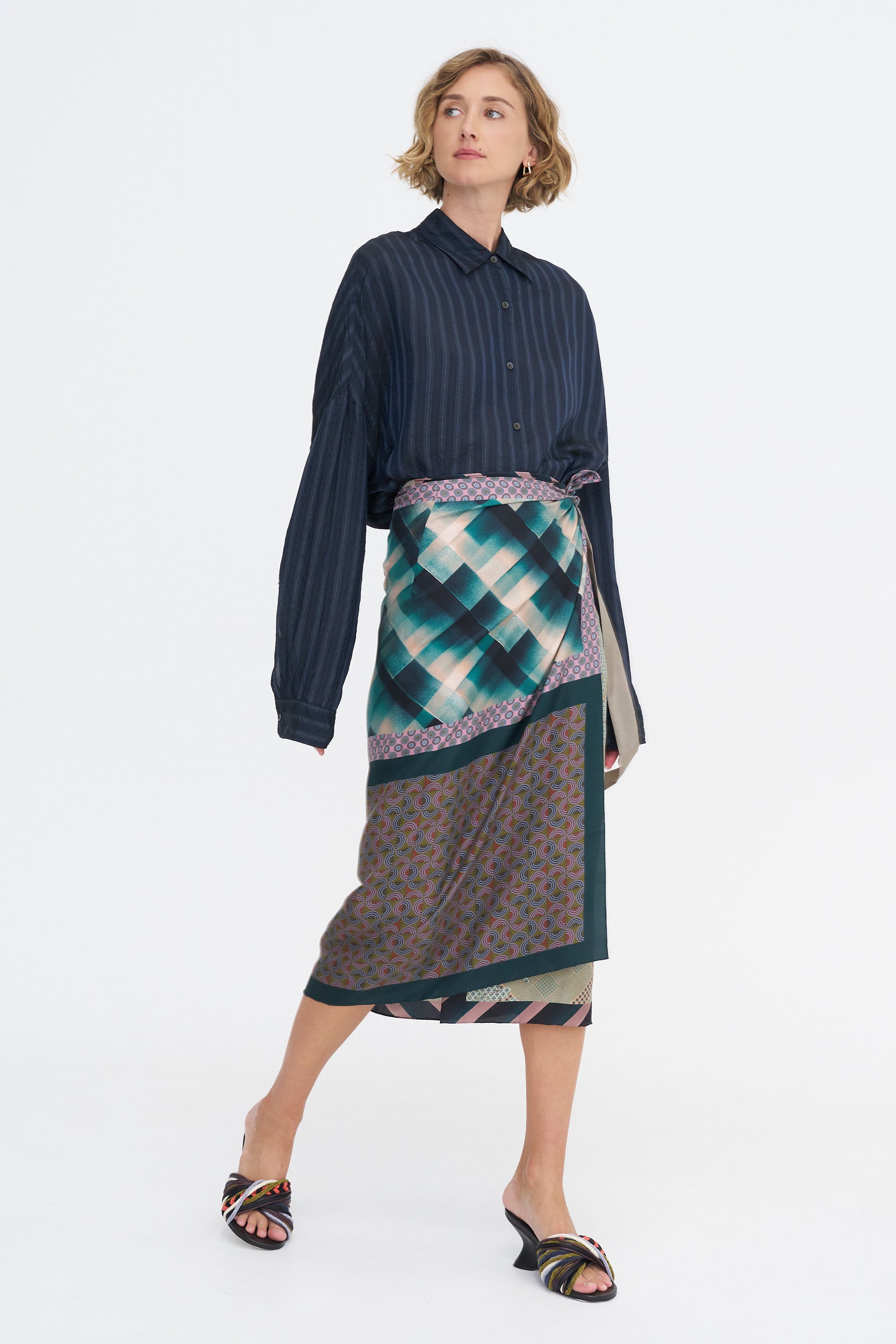 Printed Wrap Skirt, Dessin A