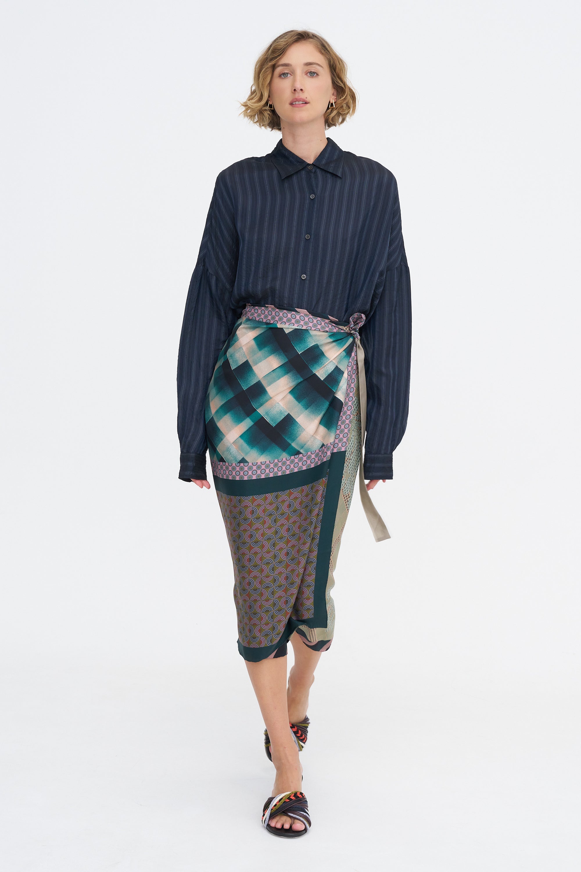 Printed Wrap Skirt, Dessin A