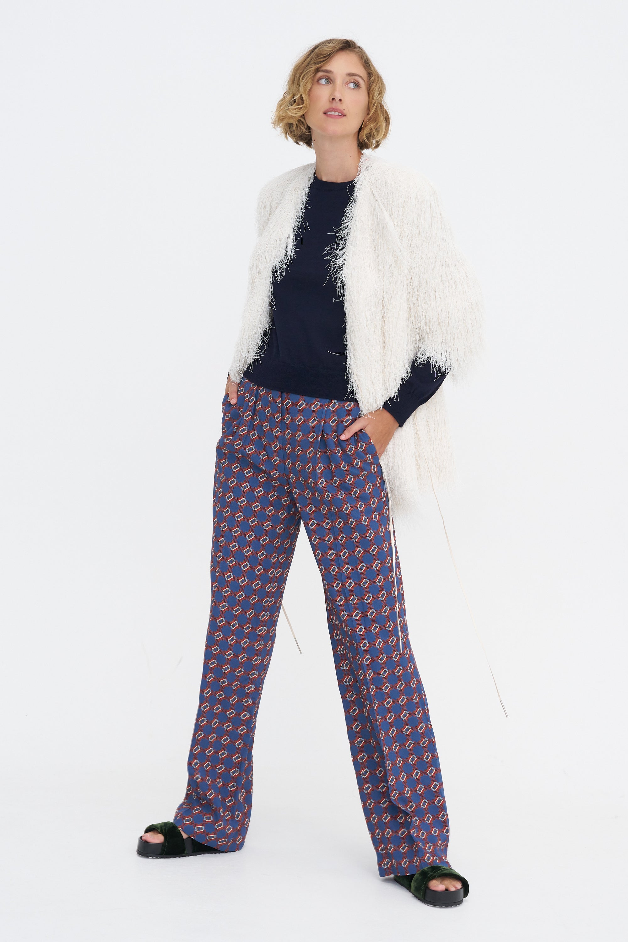 Printed Trouser, Blue