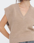 Cardigan Stitch Sweater Vest With Removable Dickie, Latte