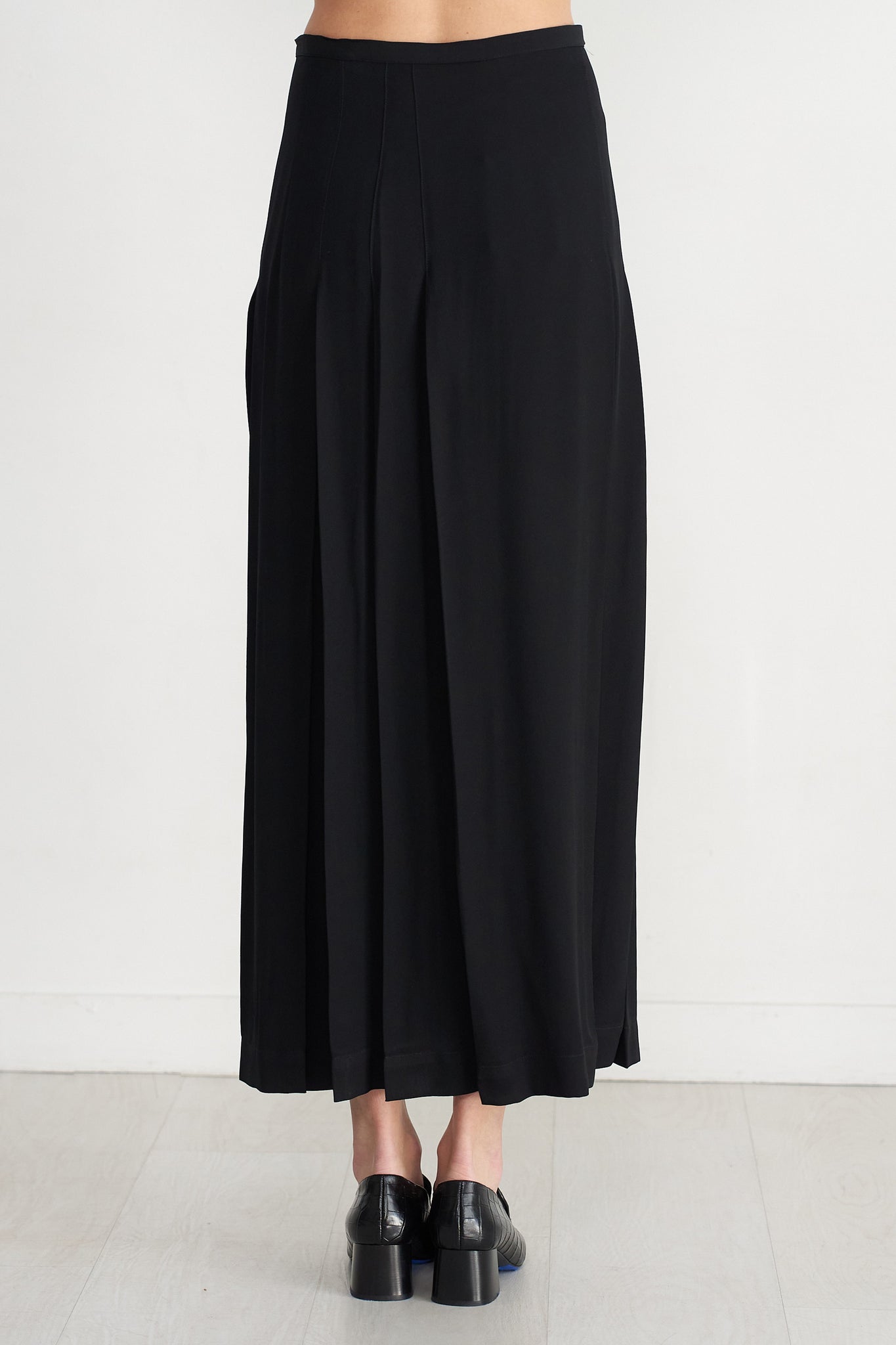Pleated Wrap Skirt, Black