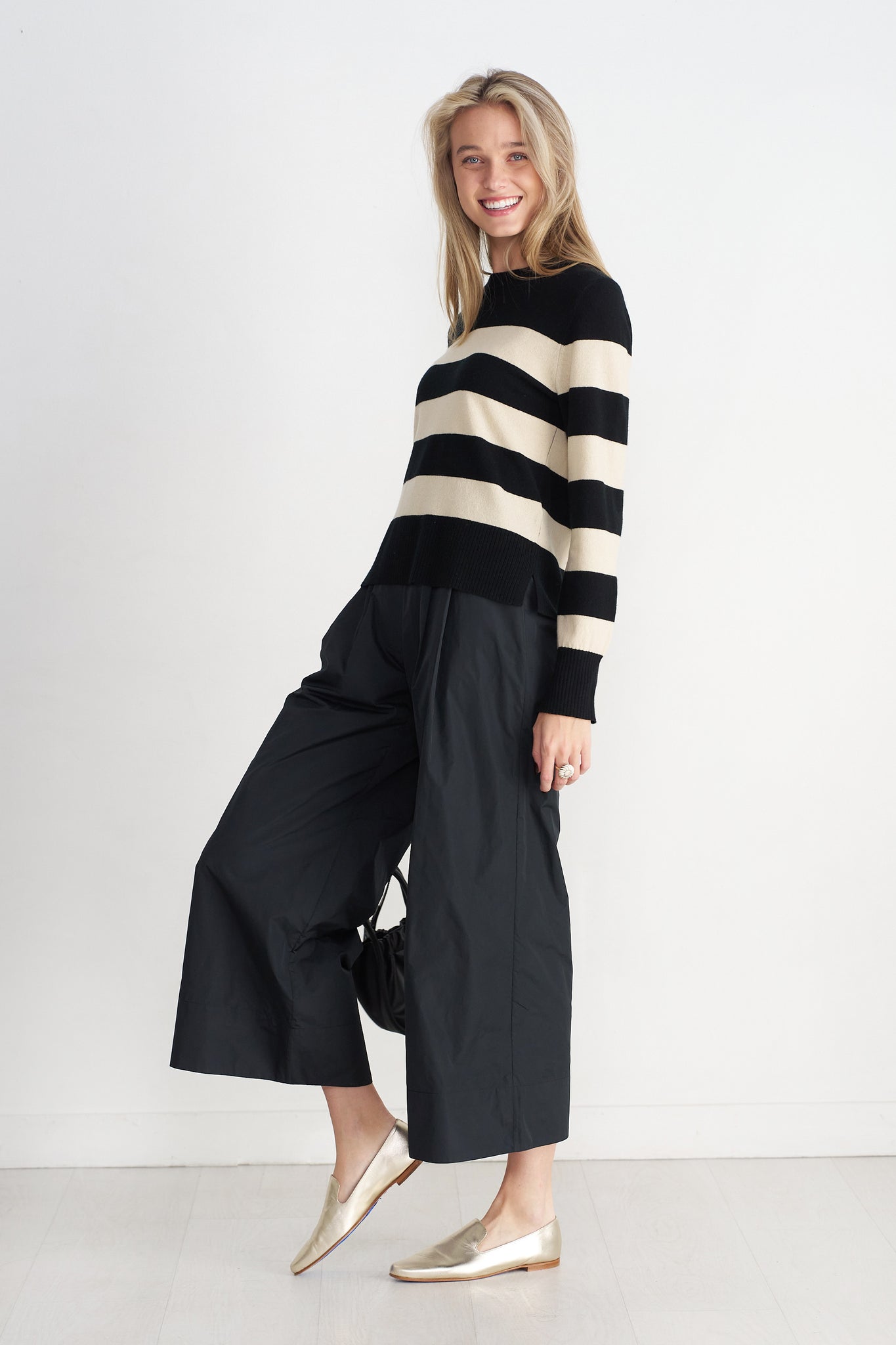 Allude - Striped Sweater, Beach & Noir